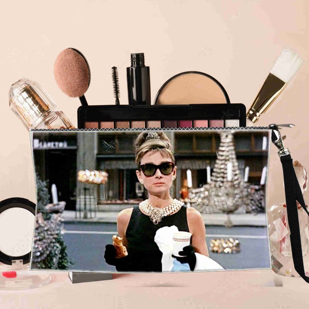 audrey hepburn breakfast at tiffany's all linen makeup cosmetic bag and pouch